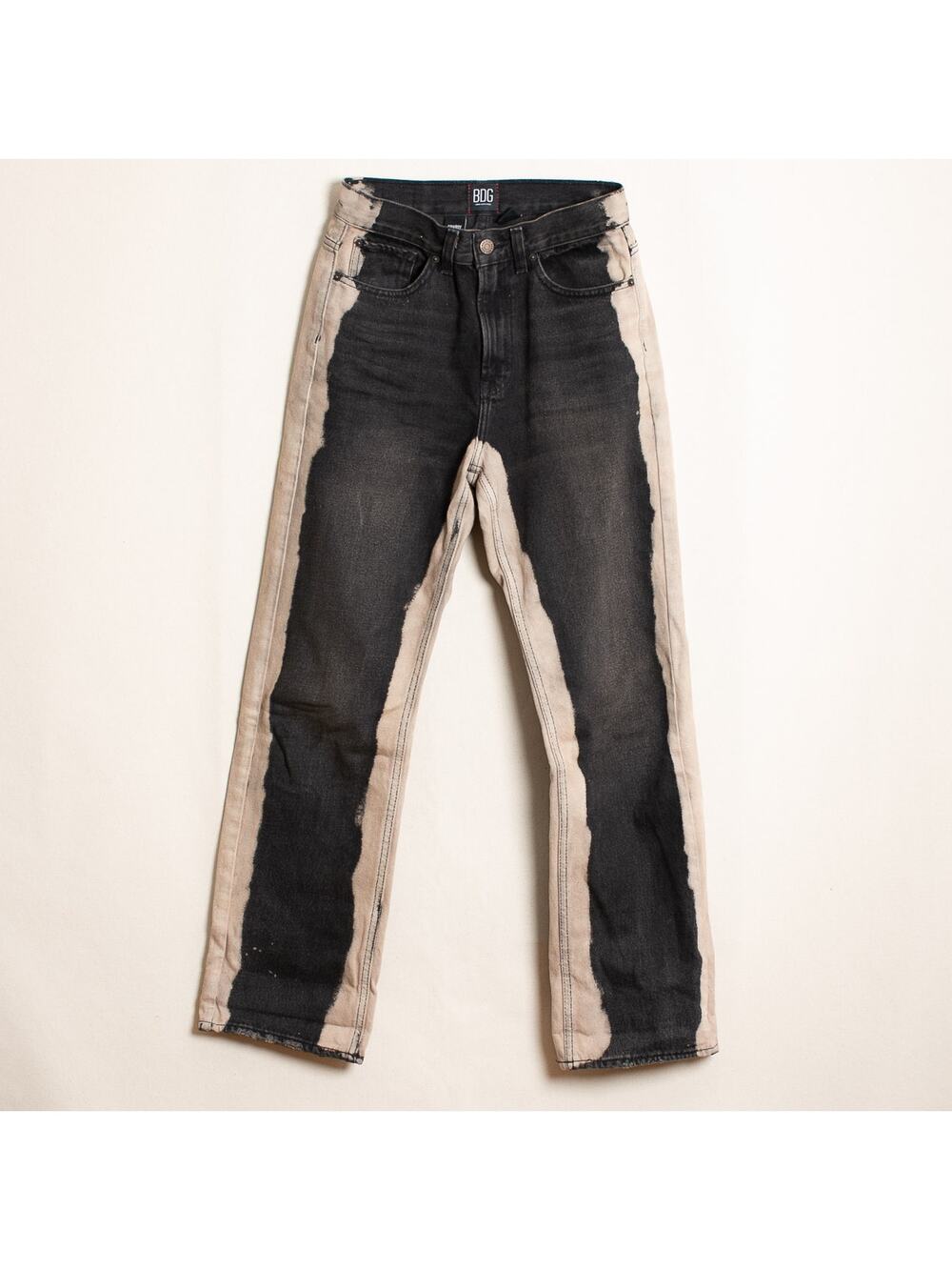 BDG Urban Outfitters Cowboy Jean Black Bleached Two-Tone Size 26 Baggy Straight